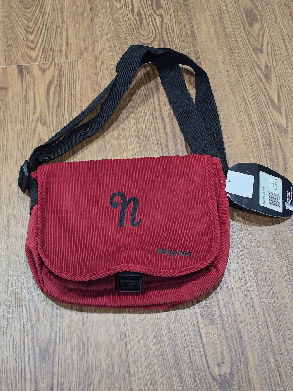 Vintage Y2K JanSport Red Corduroy Crossbody Bag